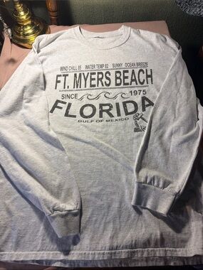 Ft. Myers Beach Florida Long Sleeve Graphic Tee - Light Gray